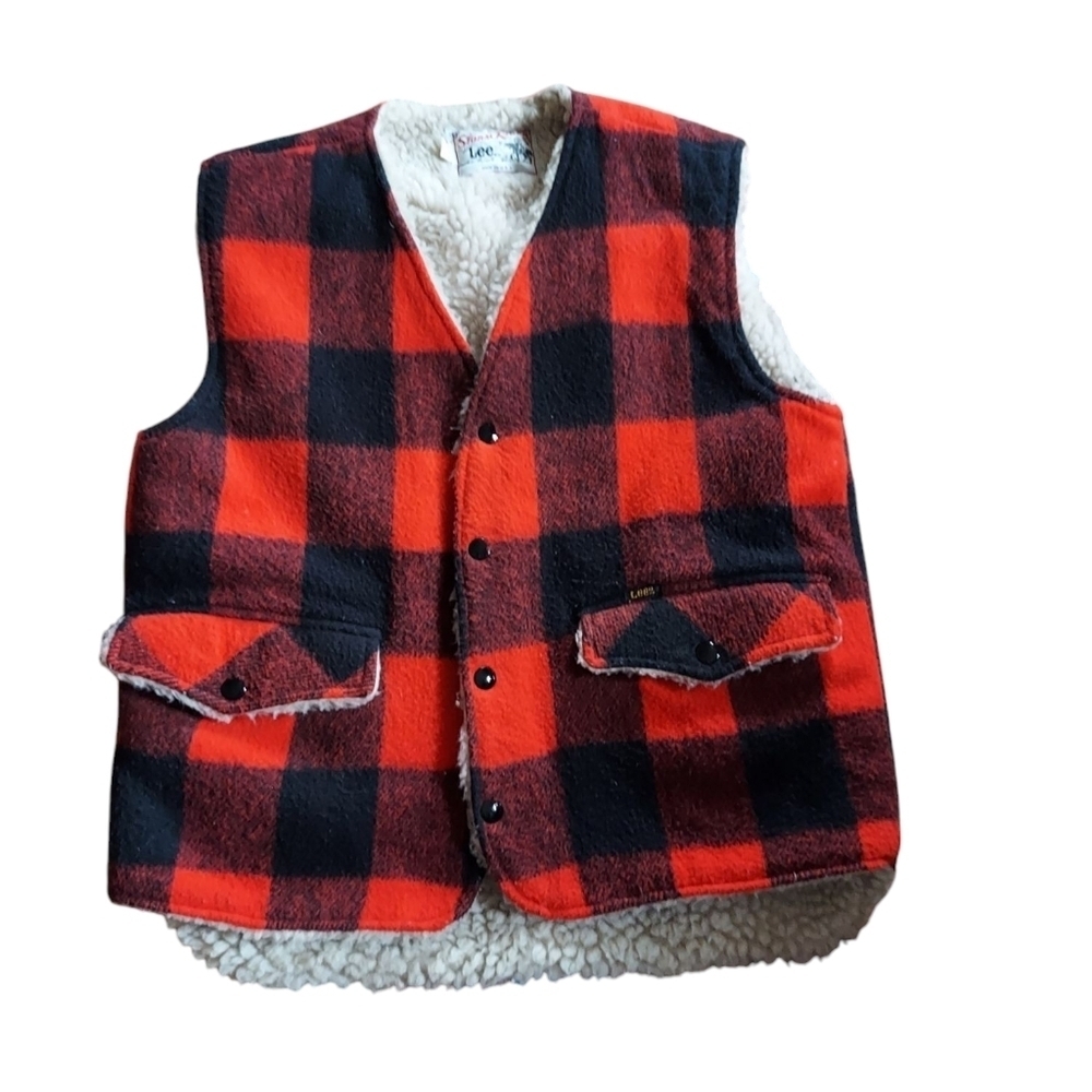 Vintage 70's Lee Storm Rider Buffalo Plaid Wool Vest USA